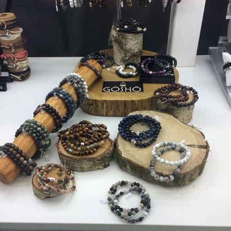 Bracelet Göshö [Mixte] Agate, Corail éponge et Oeil de taureau - Pierres naturelles