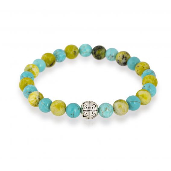 Bracelet Göshö [Mixte] Howlite turquoise & Turquoise d'Afrique - Pierres naturelles