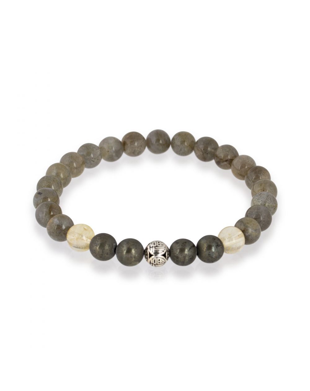 Bracelet Göshö [Mixte] Quartz citron, Labradorite noir & Pyrite - Pierres naturelles