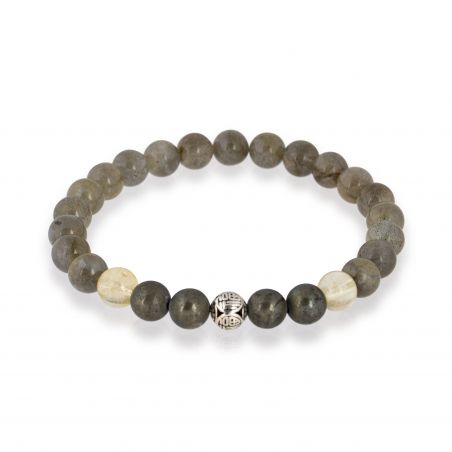 Bracelet Göshö [Mixte] Quartz citron, Labradorite noir & Pyrite - Pierres naturelles