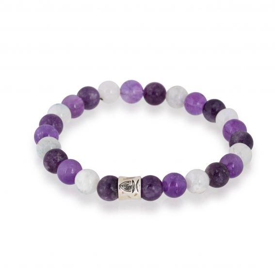 Bracelet Göshö [Hyperactivité] Améthyste, Lépidolite, Pierre de lune