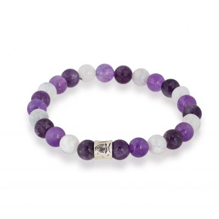 Bracelet Göshö [Hyperactivité] Améthyste, Lépidolite, Pierre de lune