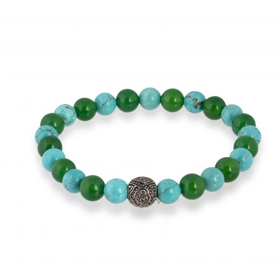Bracelet Göshö [Mixte] Howlite turquoise & Agate Verte - Pierres naturelles