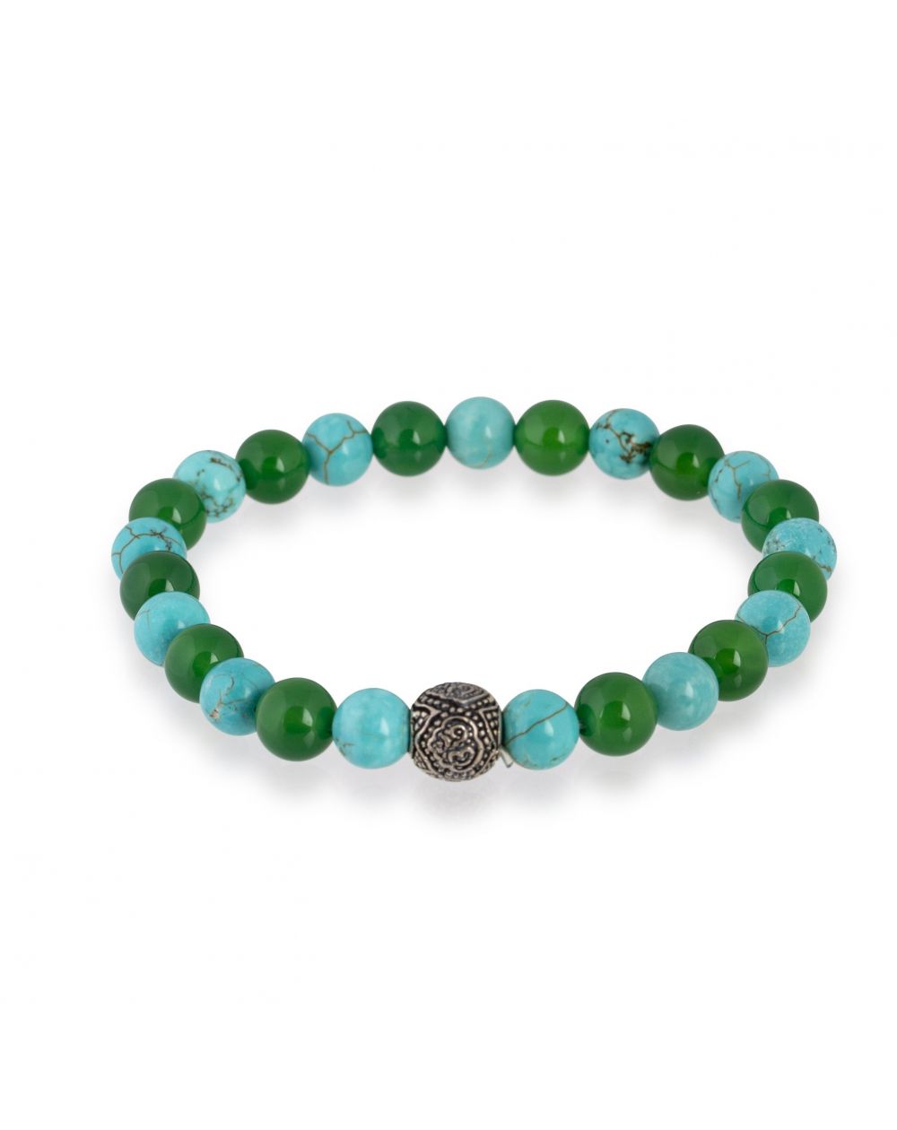 Bracelet Göshö [Mixte] Howlite turquoise & Agate Verte - Pierres naturelles