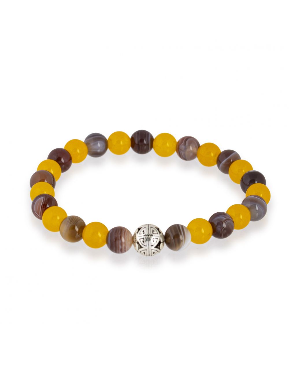 Bracelet Göshö [Mixte] Agate du Botswana & Onyx Jaune - Pierres naturelles