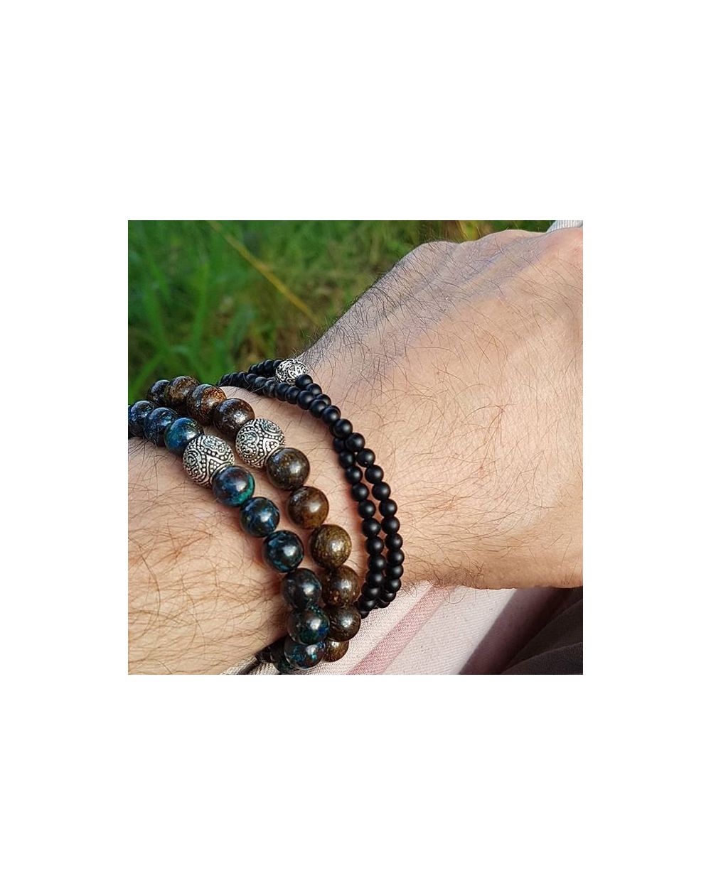 Bracelet Göshö [Bien-être] Labradorite noir double tour - Bracelets en pierres naturelles