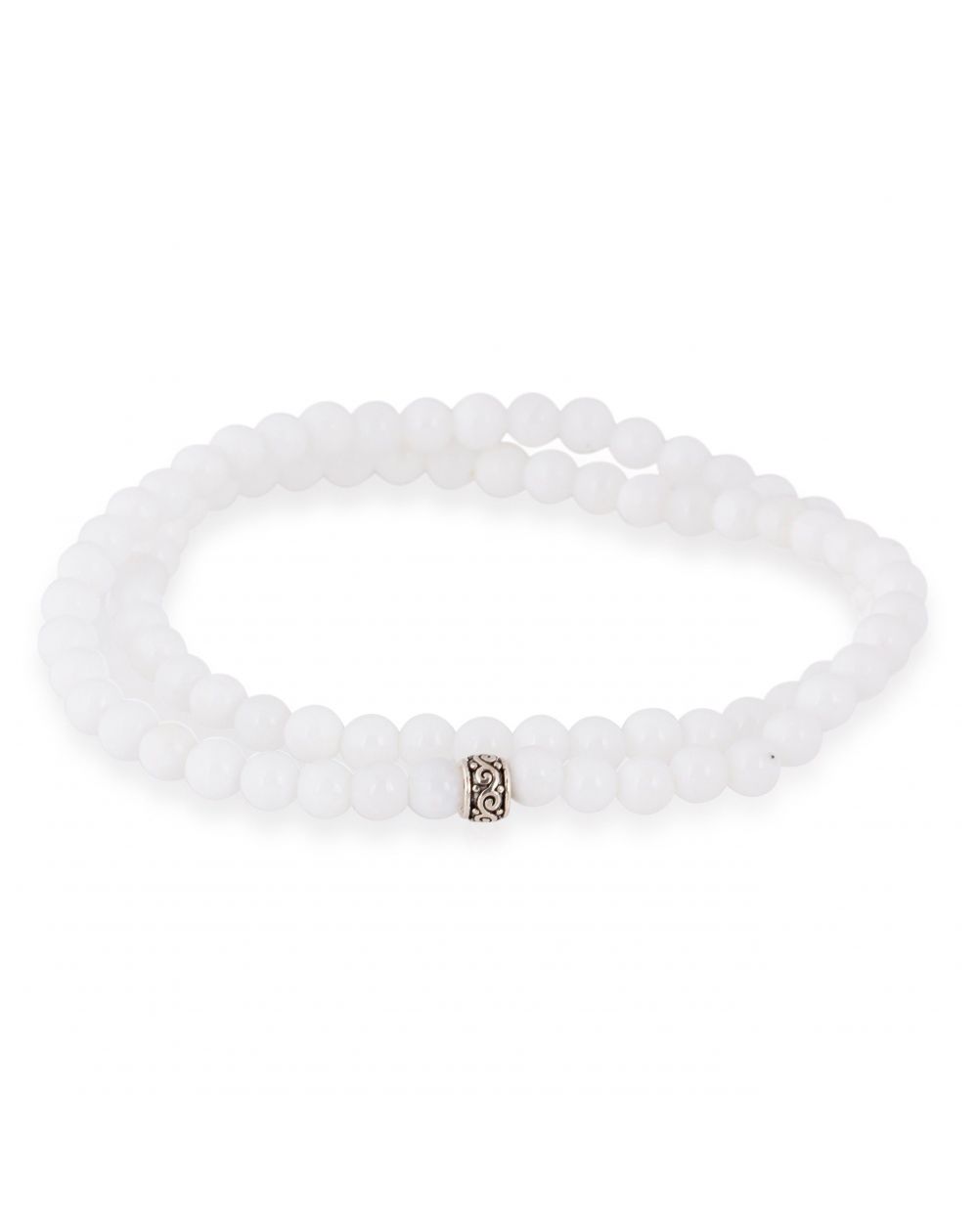 Bracelet Göshö [Honnêteté] Jade blanc/crème double tour - Pierres naturelles