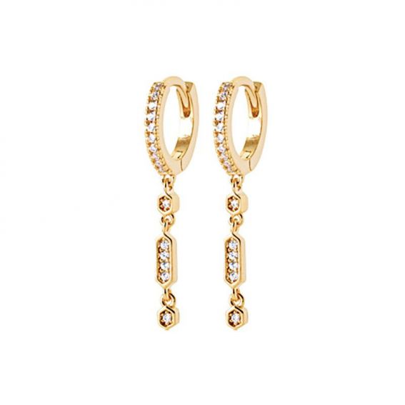 Créoles pendantes dorée pour femme - Bijoux plaqué or