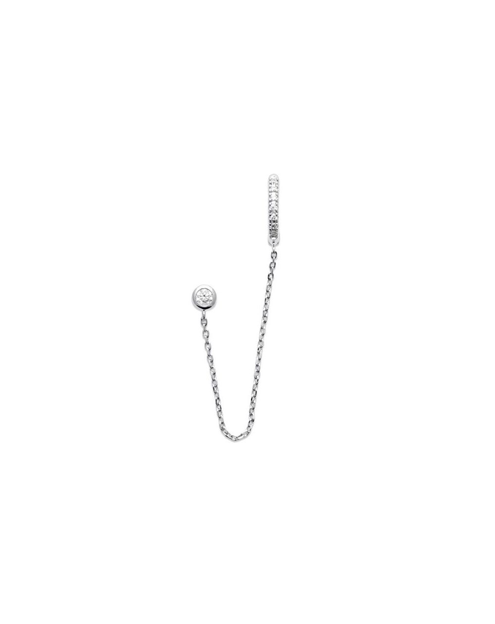 Créoles double trou - 1 unité pour femme - Bijoux argent 925 rhodié