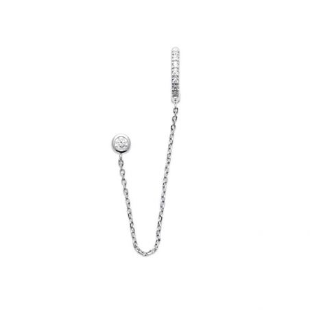 Créoles double trou - 1 unité pour femme - Bijoux argent 925 rhodié