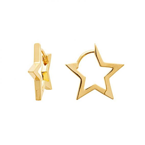 Créoles étoiles dorées pour femme - Bijoux plaqué or 18k