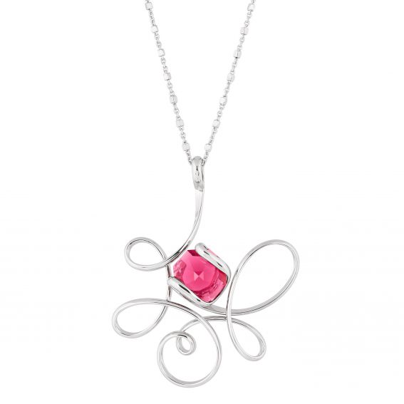 Marazzini ovale Swarovski kristal ketting Fuschia Doppio Cerchio