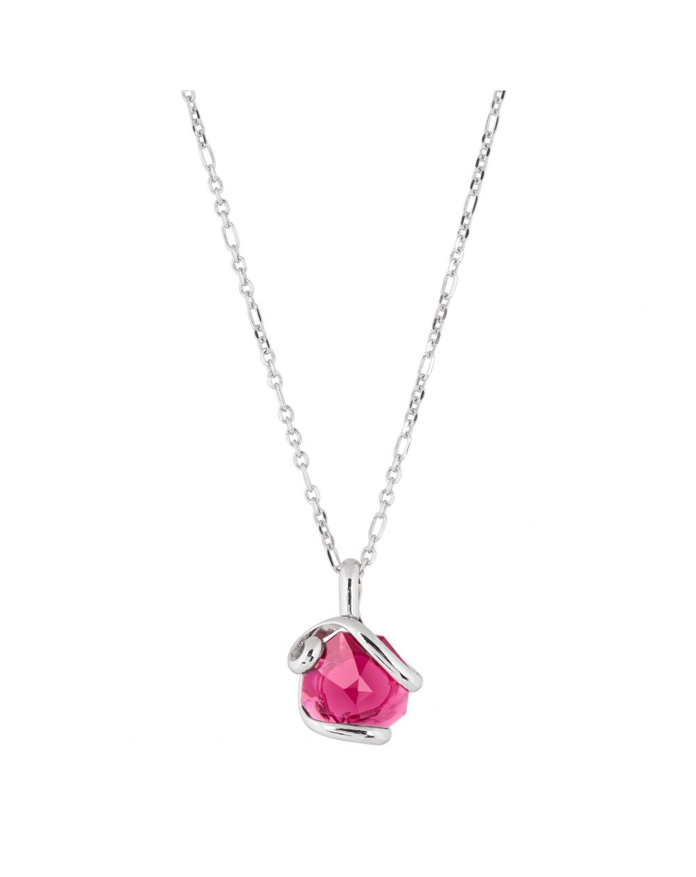 Marazzini Oval Swarovski Crystal Necklace Fuschia Doppio Cerchio
