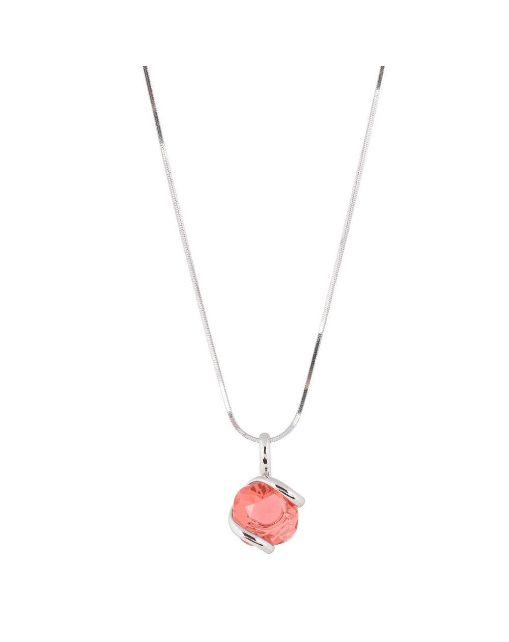Marazzini Oval Swarovski Crystal Necklace Fuschia Doppio Cerchio