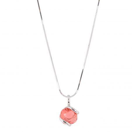 Marazzini Oval Swarovski Crystal Necklace Fuschia Doppio Cerchio