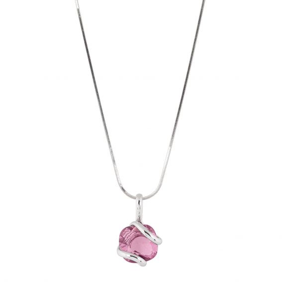 Marazzini ovale Swarovski kristal ketting Fuschia Doppio Cerchio