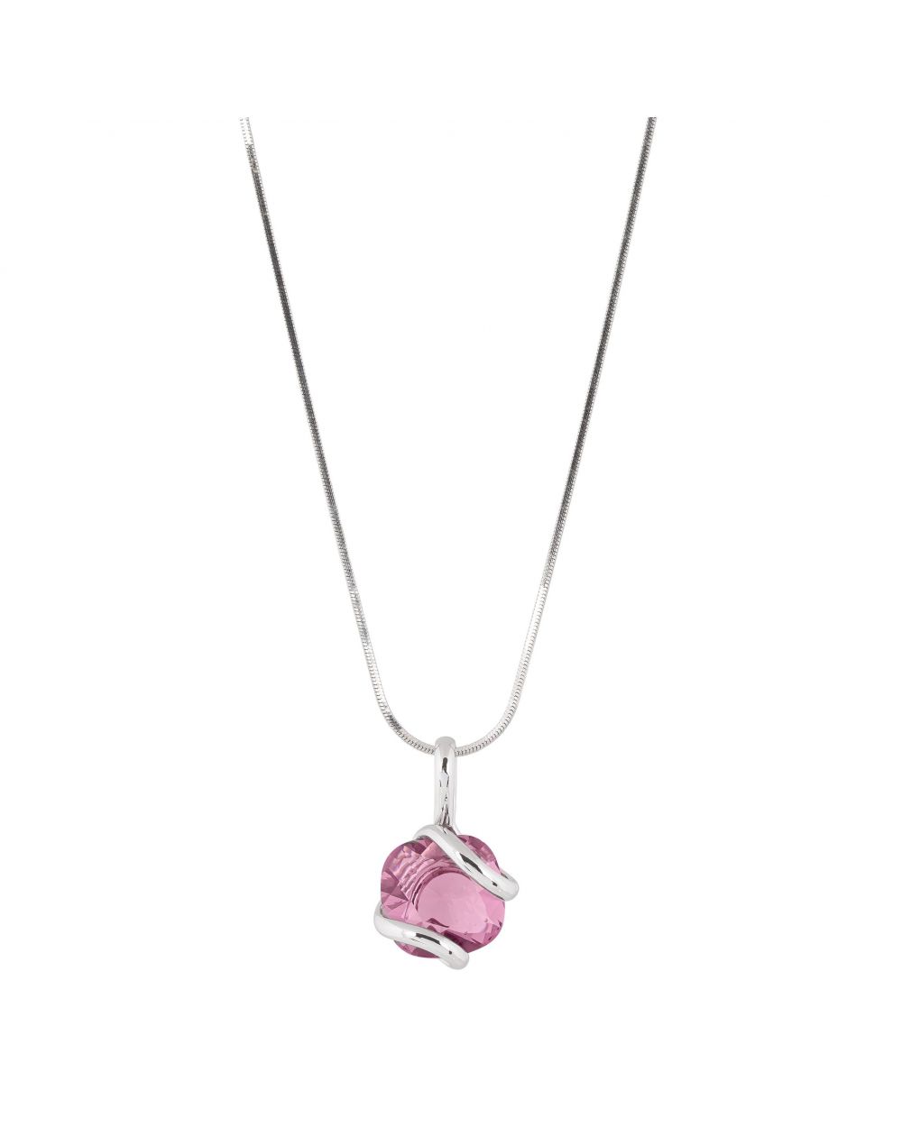 Marazzini Oval Swarovski Crystal Necklace Fuschia Doppio Cerchio