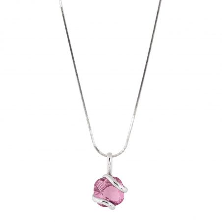 Marazzini Oval Swarovski Crystal Necklace Fuschia Doppio Cerchio