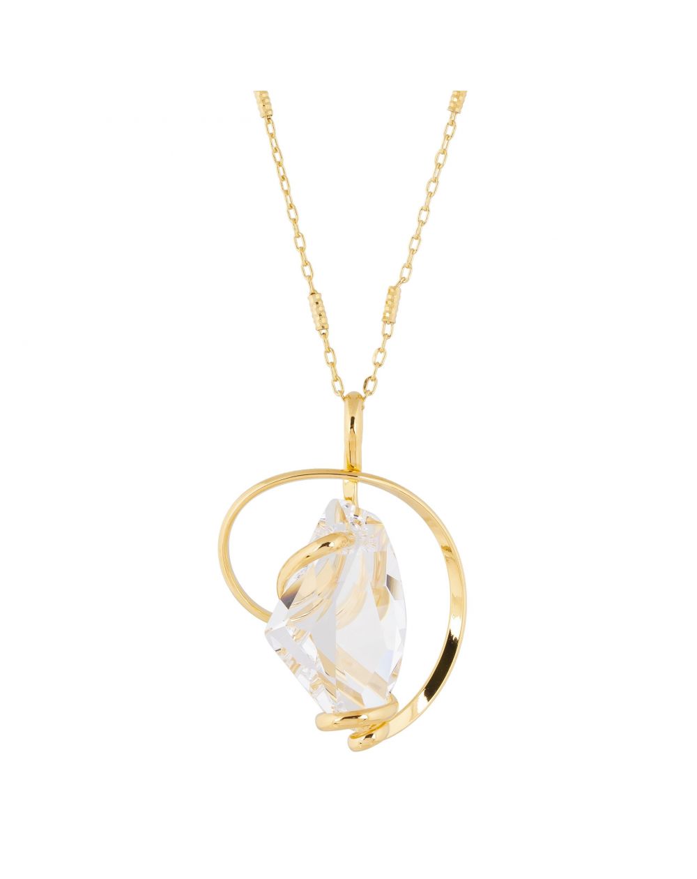 Marazzini Oval Swarovski Crystal Necklace Fuschia Doppio Cerchio