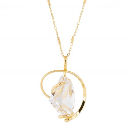 Marazzini Oval Swarovski Crystal Necklace Fuschia Doppio Cerchio