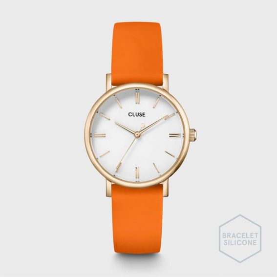 Watch CLUSE - Pavane Small Silicone Orange Gold