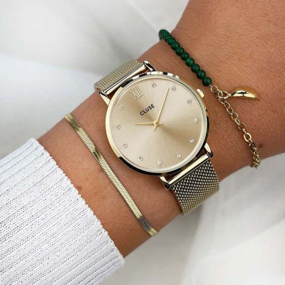 CLUSE Watch - Triomphe Steel White Pearl, Silver Color