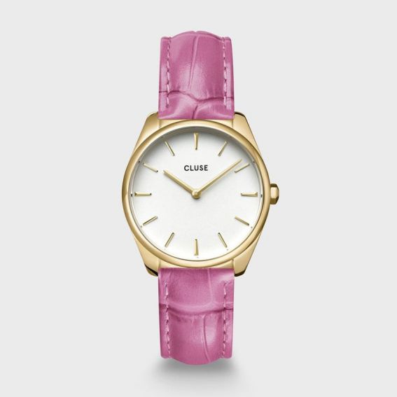 Watch CLUSE - Féroce Petite Leather Croco Pink Gold