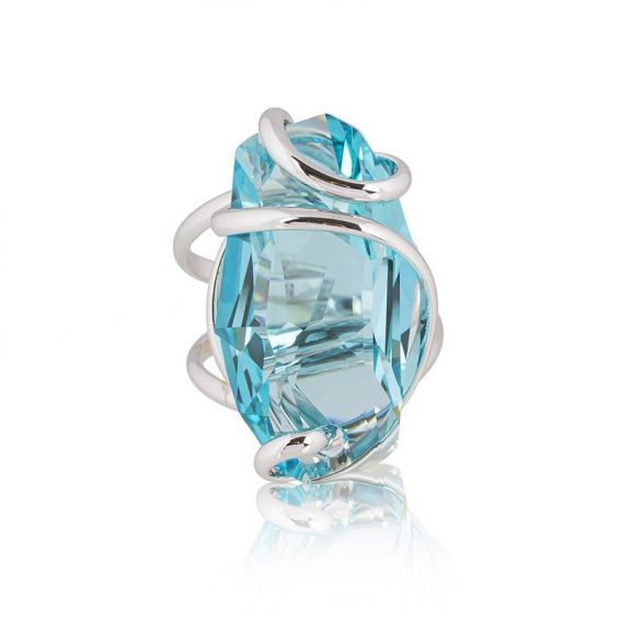 Ring Marazzini Swarovski Crystal Oval Light Turquoise