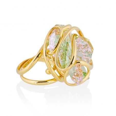 Andrea Marazzini - Bague cristal Swarovski Bague Marazzini Flower F19 Rose/peridot