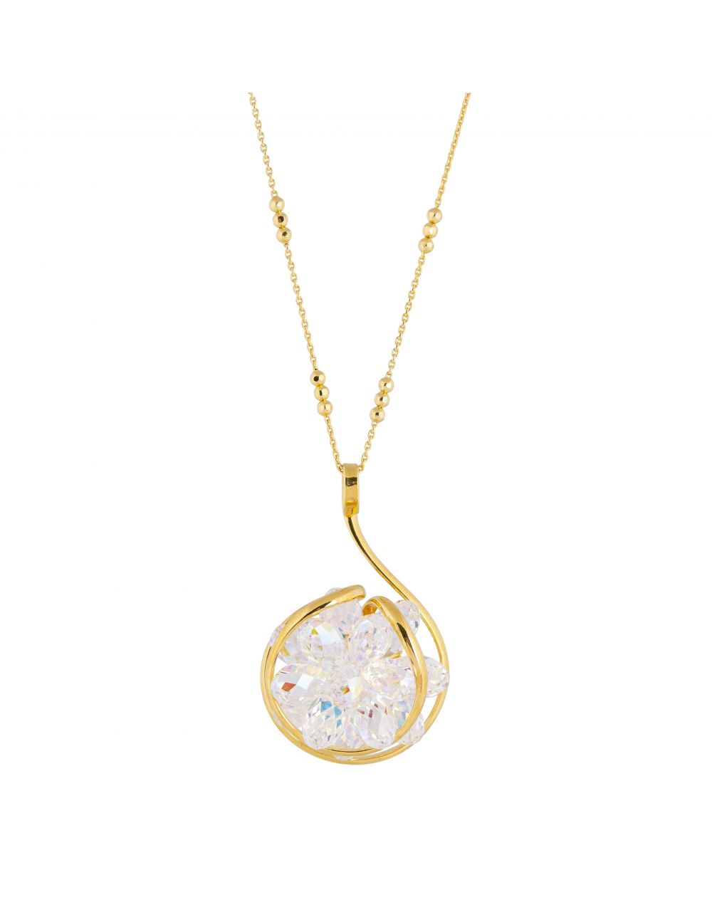 Marazzini Oval Swarovski Crystal Necklace Fuschia Doppio Cerchio