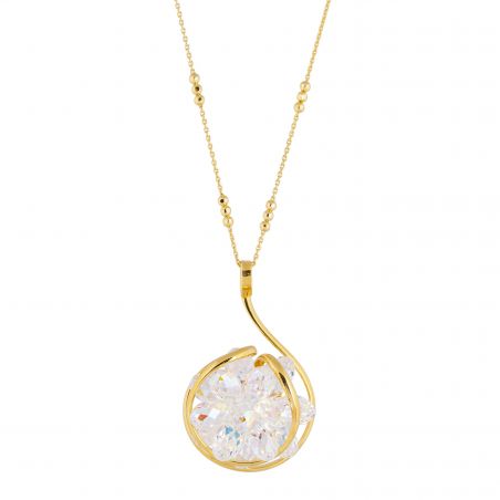 Marazzini Oval Swarovski Crystal Necklace Fuschia Doppio Cerchio