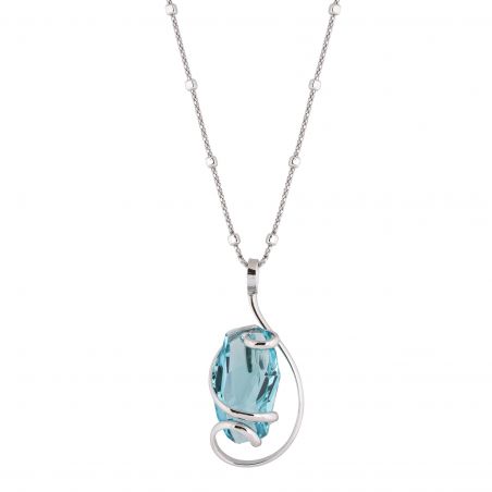 Marazzini Oval Swarovski Crystal Necklace Fuschia Doppio Cerchio