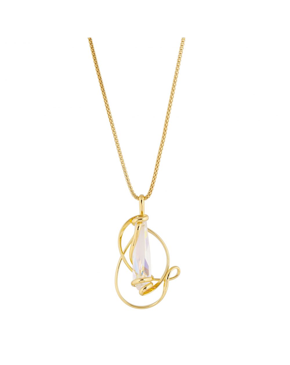 Marazzini Oval Swarovski Crystal Necklace Fuschia Doppio Cerchio