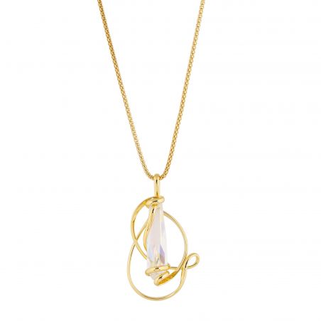 Marazzini Oval Swarovski Crystal Necklace Fuschia Doppio Cerchio