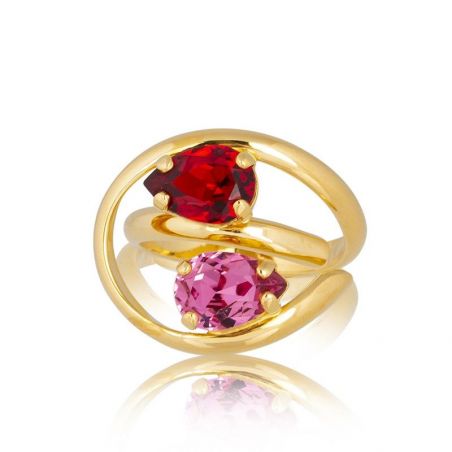 Andrea Marazzini - Bague cristal Swarovski Mignon Fuchsia/Red Double