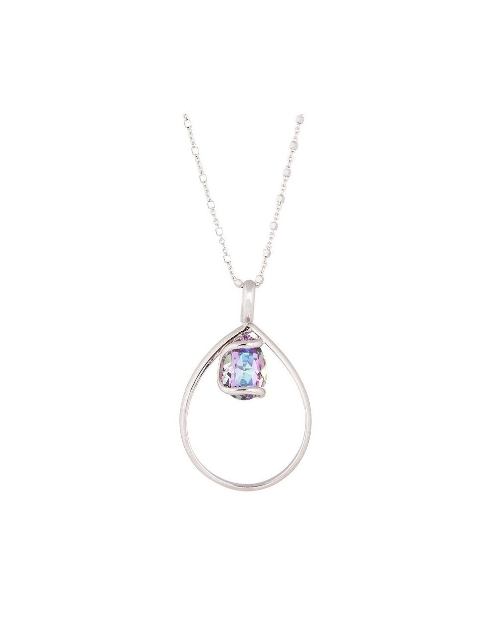 Marazzini Oval Swarovski Crystal Necklace Fuschia Doppio Cerchio