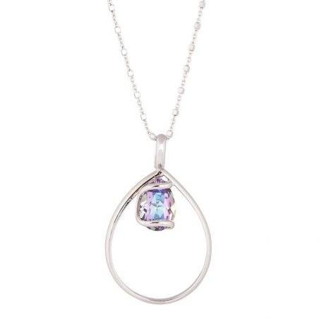 Marazzini Oval Swarovski Crystal Necklace Fuschia Doppio Cerchio