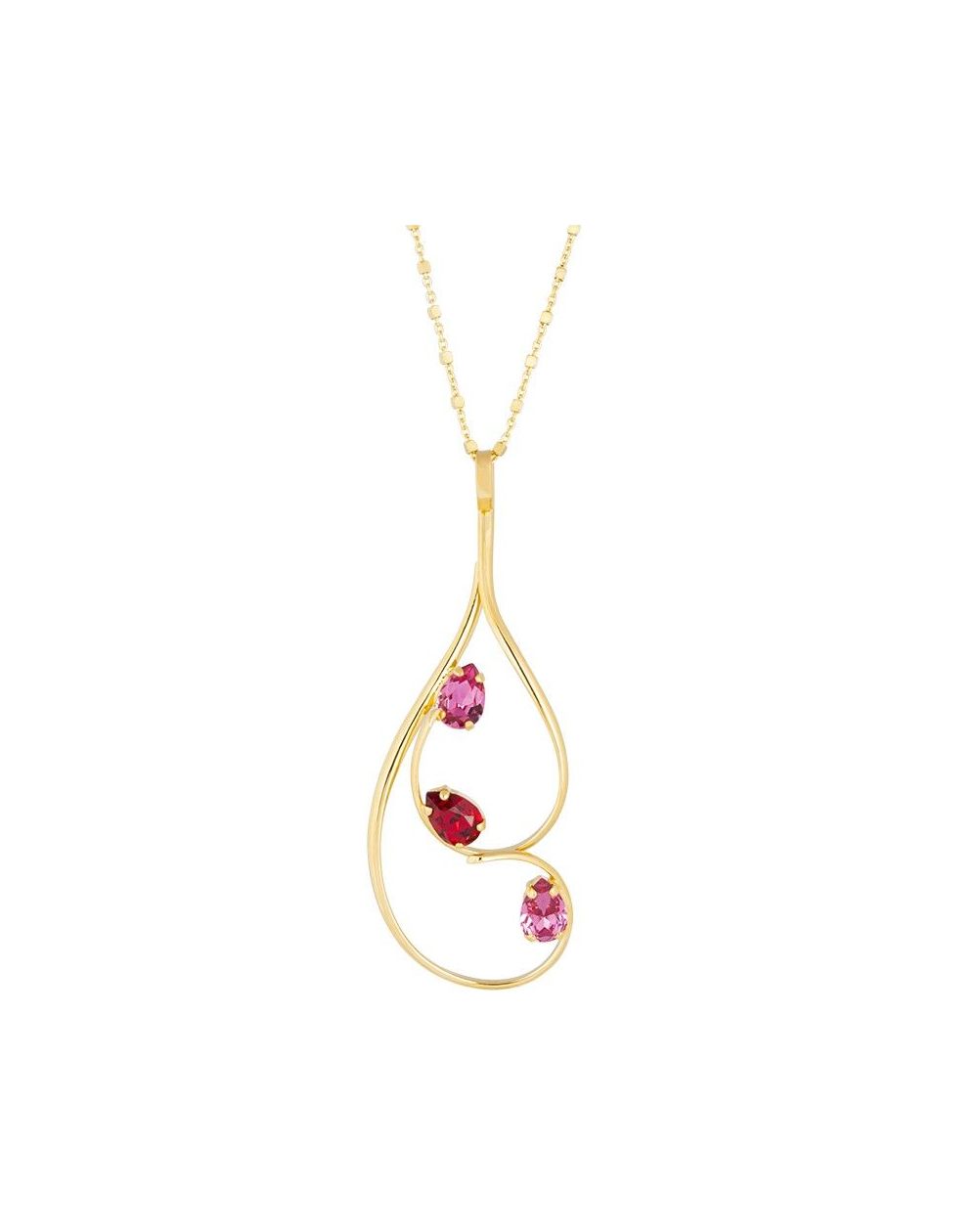 Marazzini Oval Swarovski Crystal Necklace Fuschia Doppio Cerchio