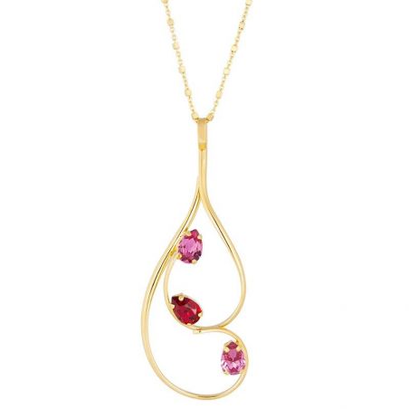 Marazzini Oval Swarovski Crystal Necklace Fuschia Doppio Cerchio