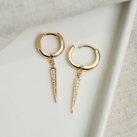 Créoles pointes dorées - Boucles d'oreilles plaqué or 18k