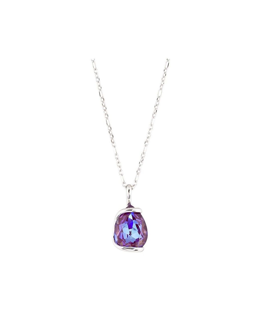 Marazzini Oval Swarovski Crystal Necklace Fuschia Doppio Cerchio