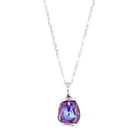 Marazzini Oval Swarovski Crystal Necklace Fuschia Doppio Cerchio