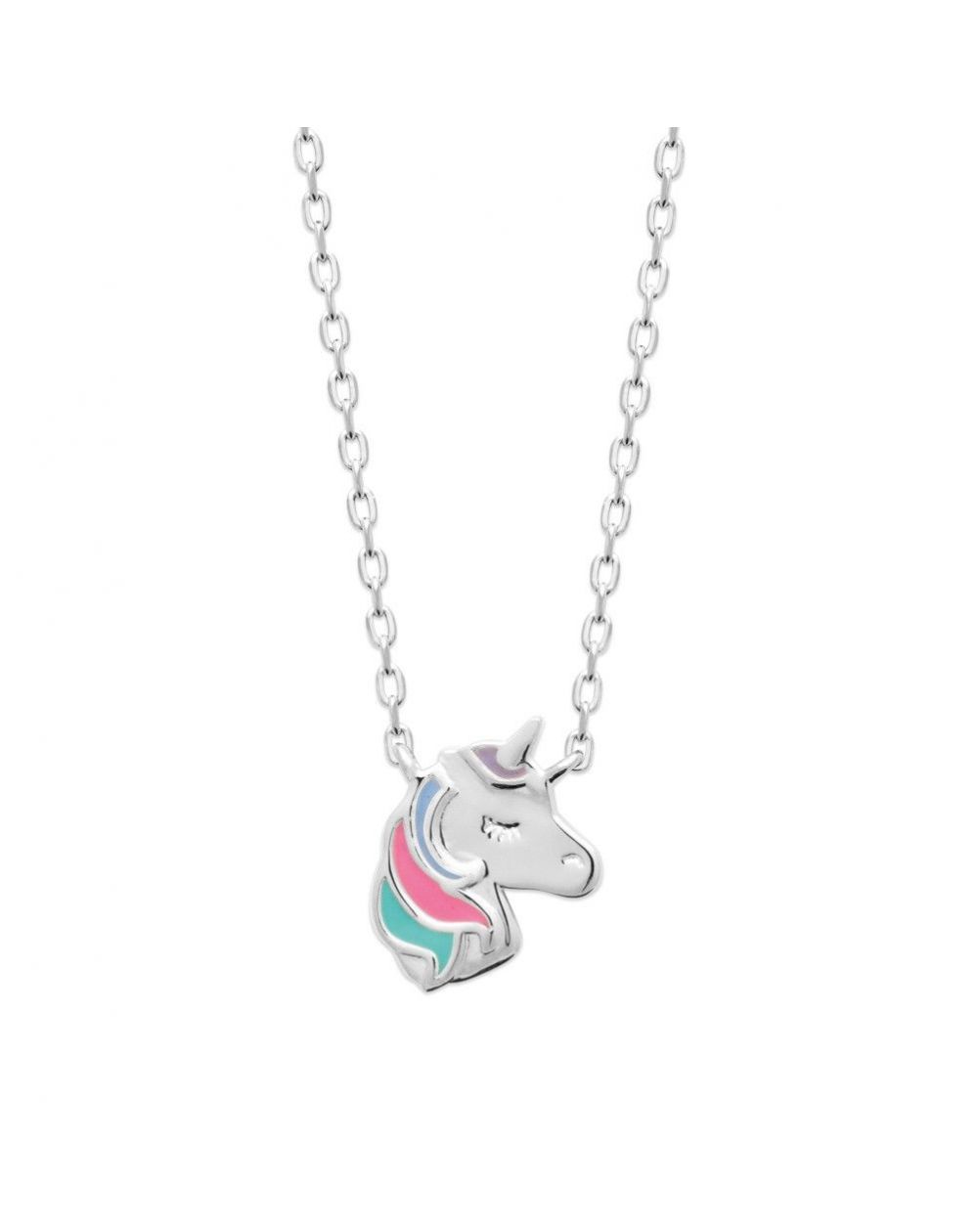 Collier tête de licorne argent rhodié