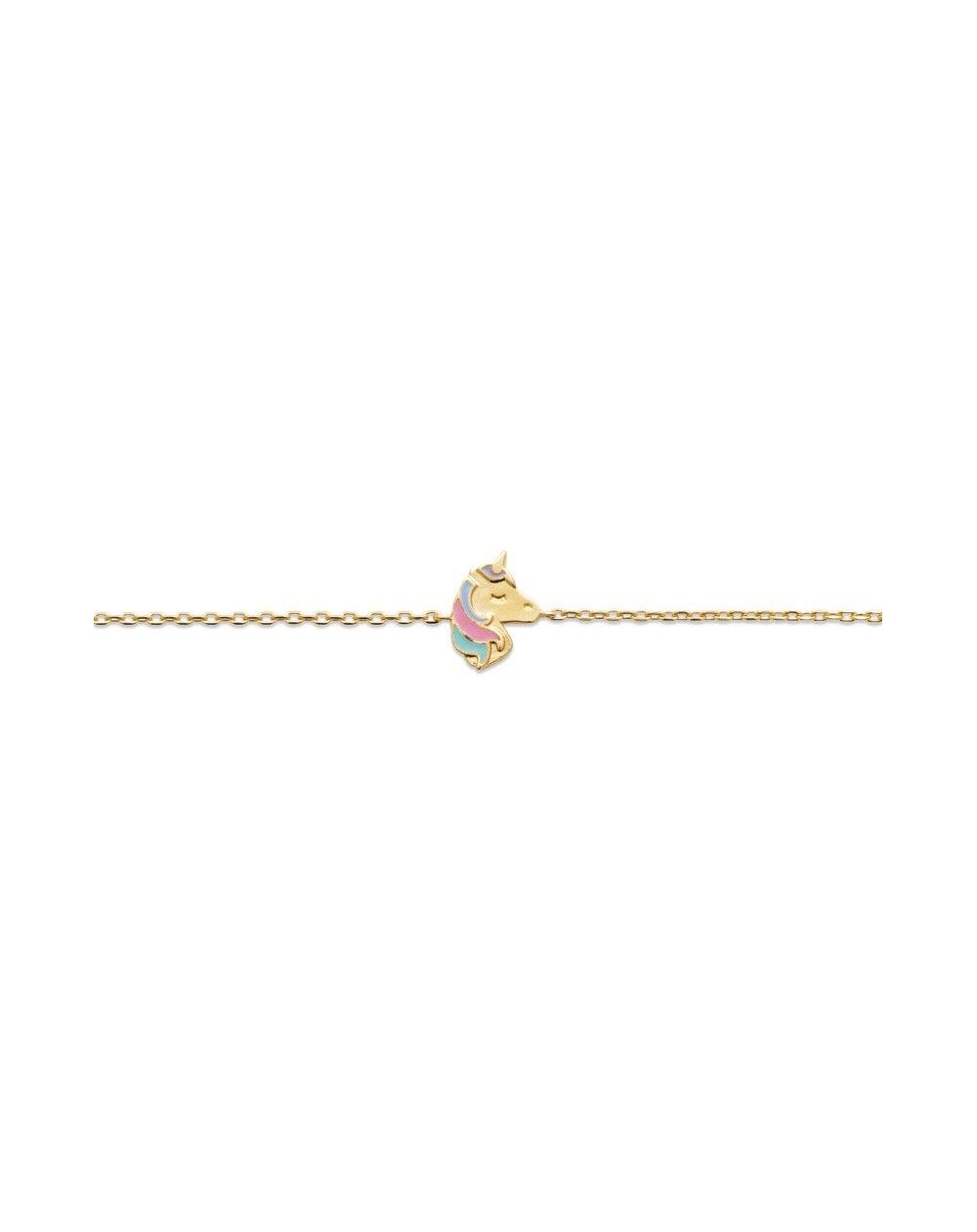 Bracelet tête de licorne doré