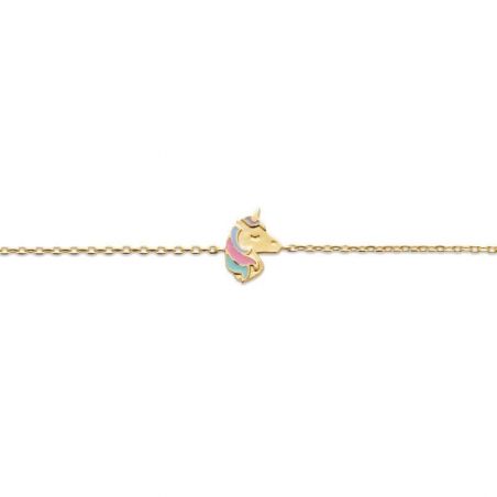 Bracelet tête de licorne doré