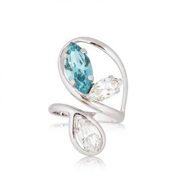 Ring Marazzini Swarovski Crystal Oval Light Turquoise