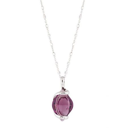 Marazzini ovale Swarovski kristal ketting Fuschia Doppio Cerchio