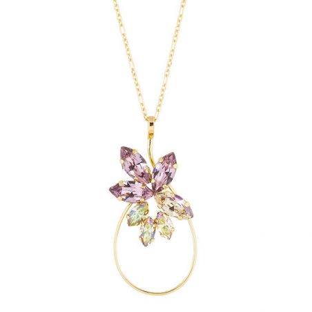 Marazzini ovale Swarovski kristal ketting Fuschia Doppio Cerchio