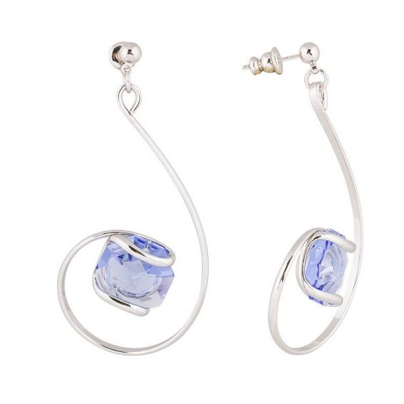 Boucles d'oreilles Andrea Marazzini - Cristal Swarovski Octagon Light Blue Longues