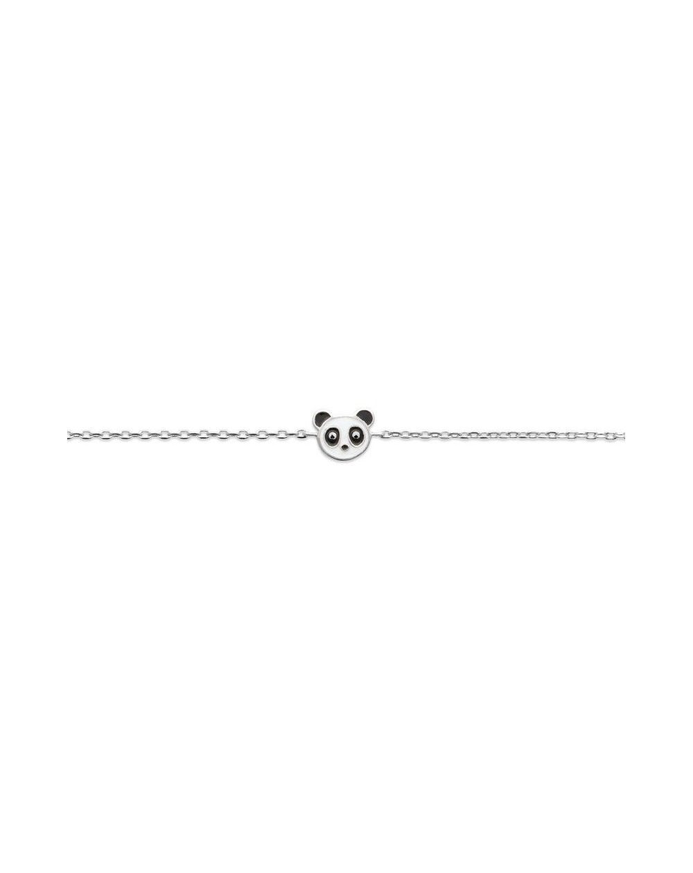Bracelet panda argent rhodié